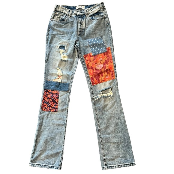 Free People We the Free Belladonna PatchJeans Women Denim Orange blossom size 26 - Picture 2 of 7
